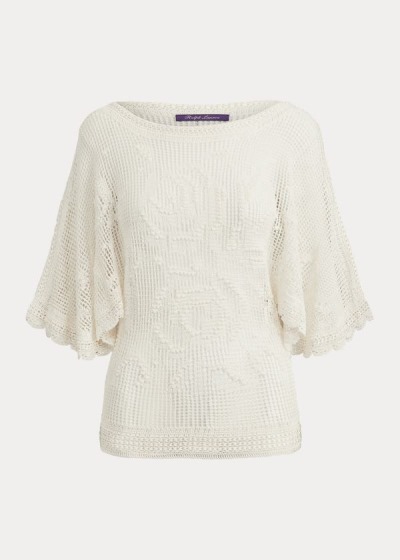 Ralph Lauren Crocheted Floral Bateau Top Dame Danmark (RGJHF5927)